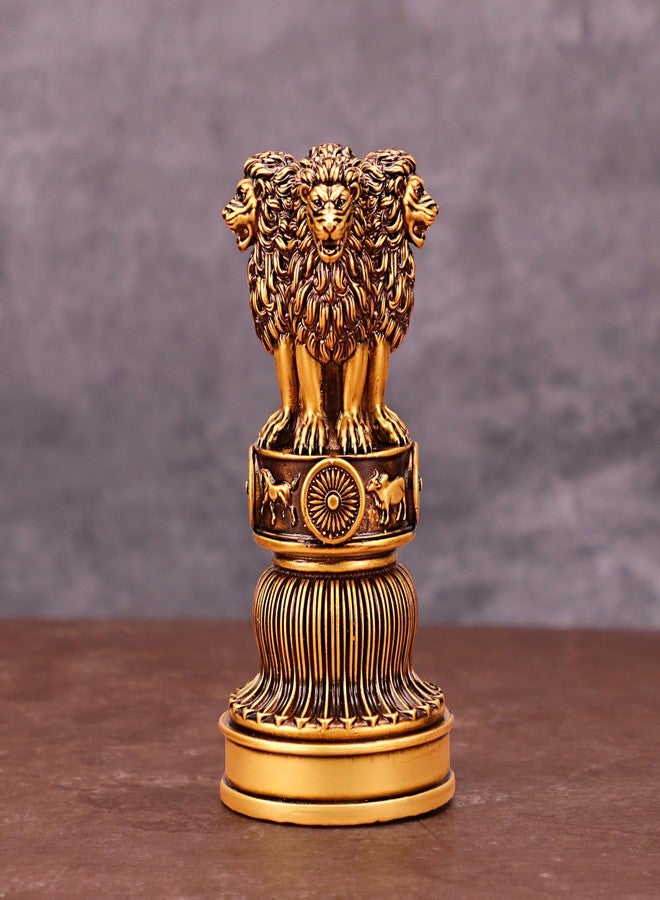 Artarium Handcrafted Ashoka Ashok Pillar Idol Pillar Statue Showpiece for Car Dashboard Home Office Decor Table Showpiece Corporate Gifting (4 Inch, Antique) - Image 3